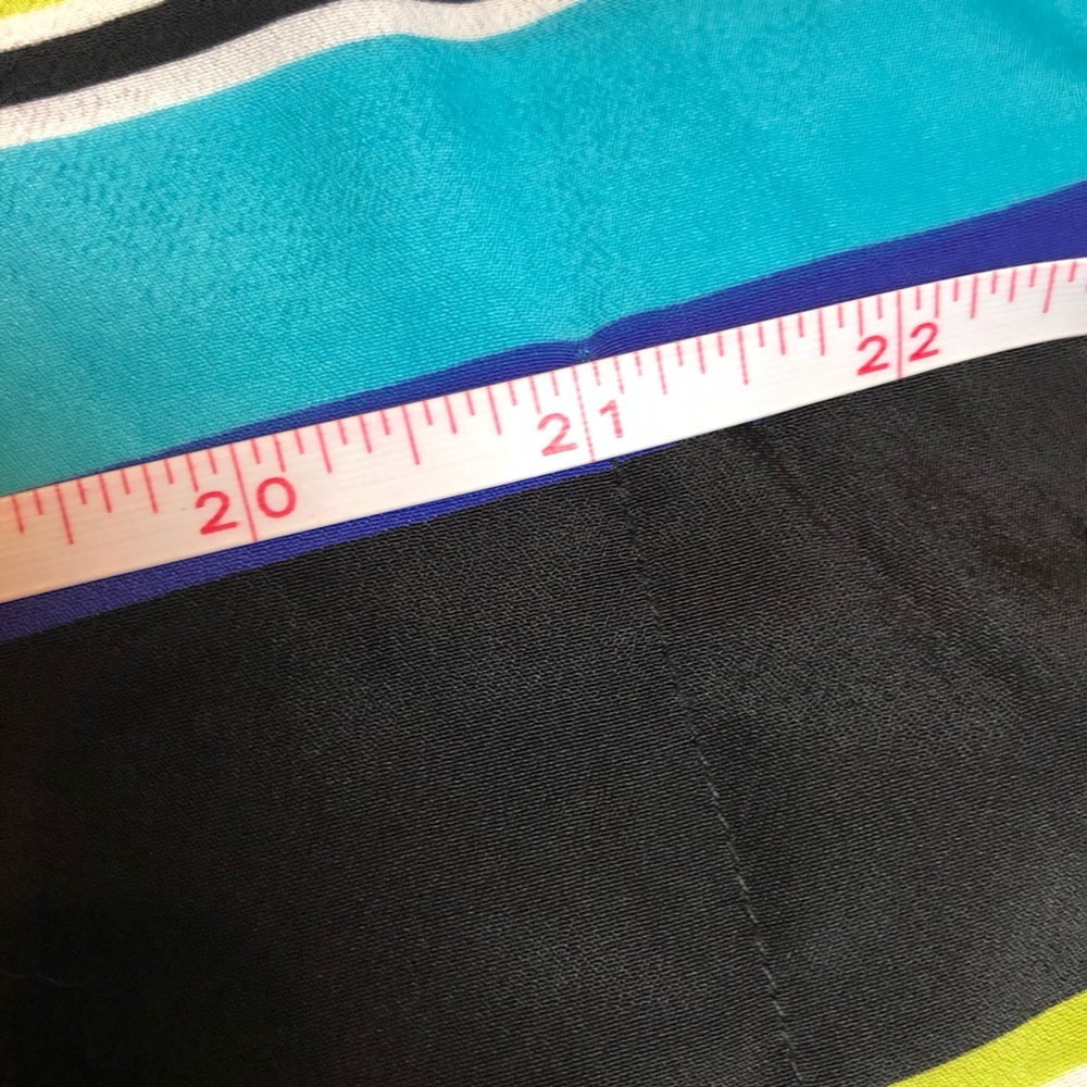 COMO Black batwing shirt blouse blue striped Sz M - Picture 8 of 10